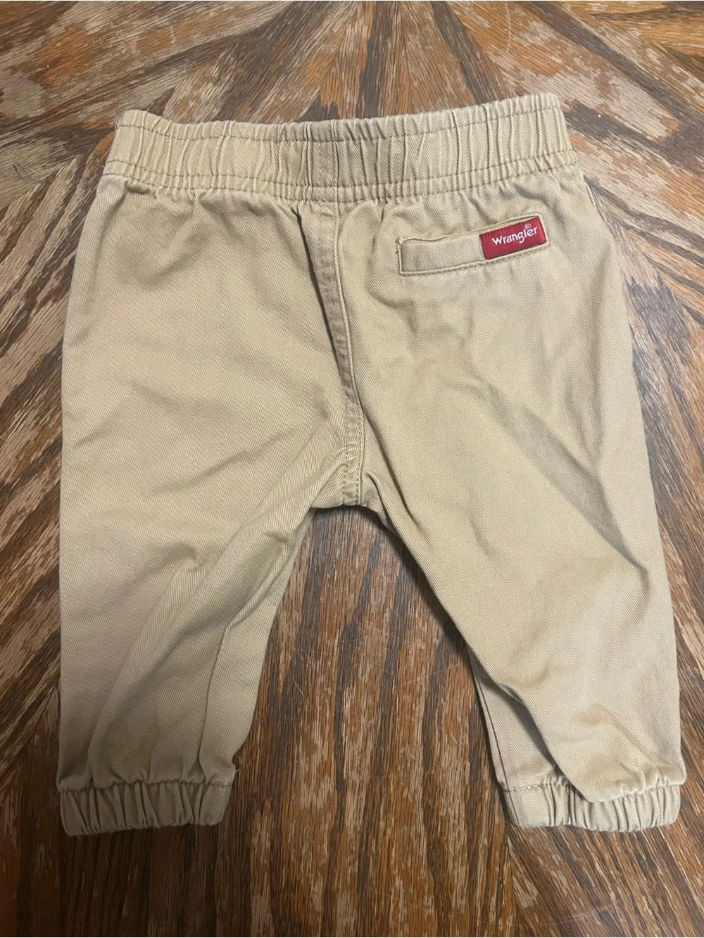 Wrangler Baby Boys Khaki Jogger Pants Size 6M Elastic Waist Tan Pull-On